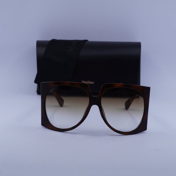 MaxMara ANNE MM0023 52F Geometric Sunglasses - Havana/Brown - Picture 3 of 11